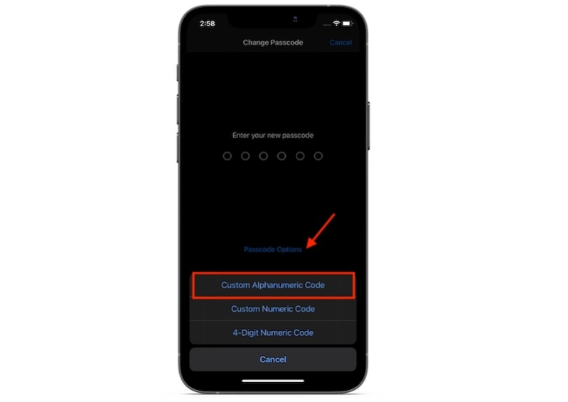 Bảo mật màn hình iPhone hình 2  Thiết lập mật mã chữ và số