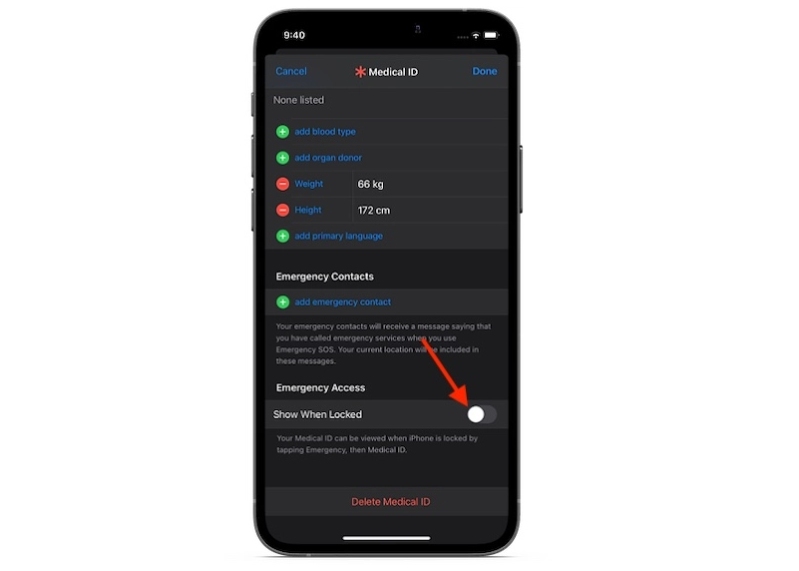 Bảo mật màn hình iPhone hình 8 Bảo mật màn hình iPhone bằng việc ẩn ID y tế của bạn
