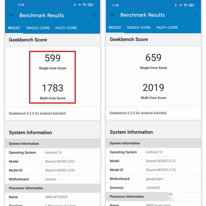 redmi note 9 5g hình 3 điểm số geekbench