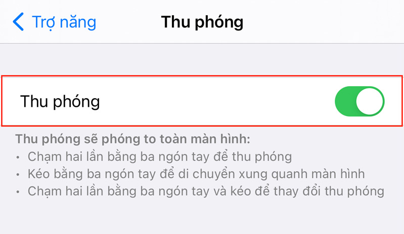 cách hạn chế hao pin iphone hình 5 thu phóng iphone trong trợ năng