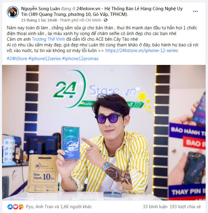 Song Luân hào hứng khoe với Fan