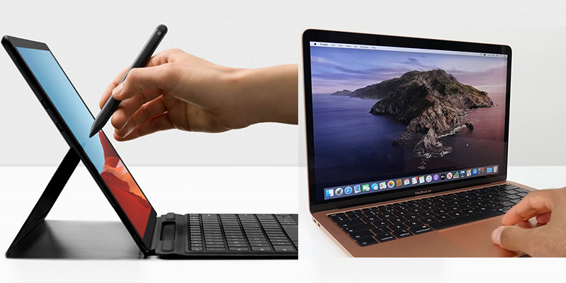 pro x macbook cam ung cảm ứng macbook air và surface pro x