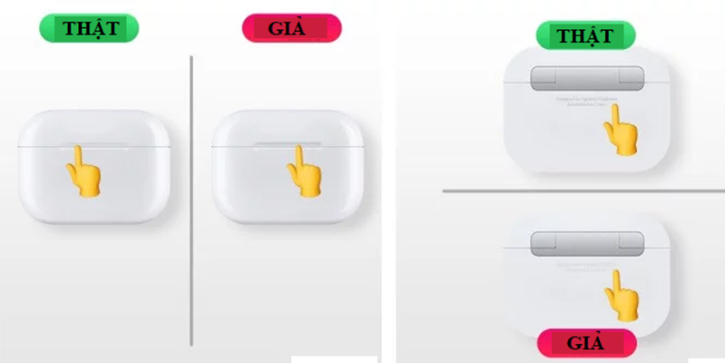 AirPods Pro thật và giả: Hộp sạc không dây