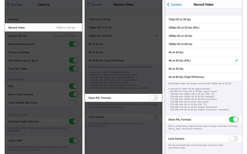Cách quay video ở định dạng PAL trên iPhone trong iOS 14