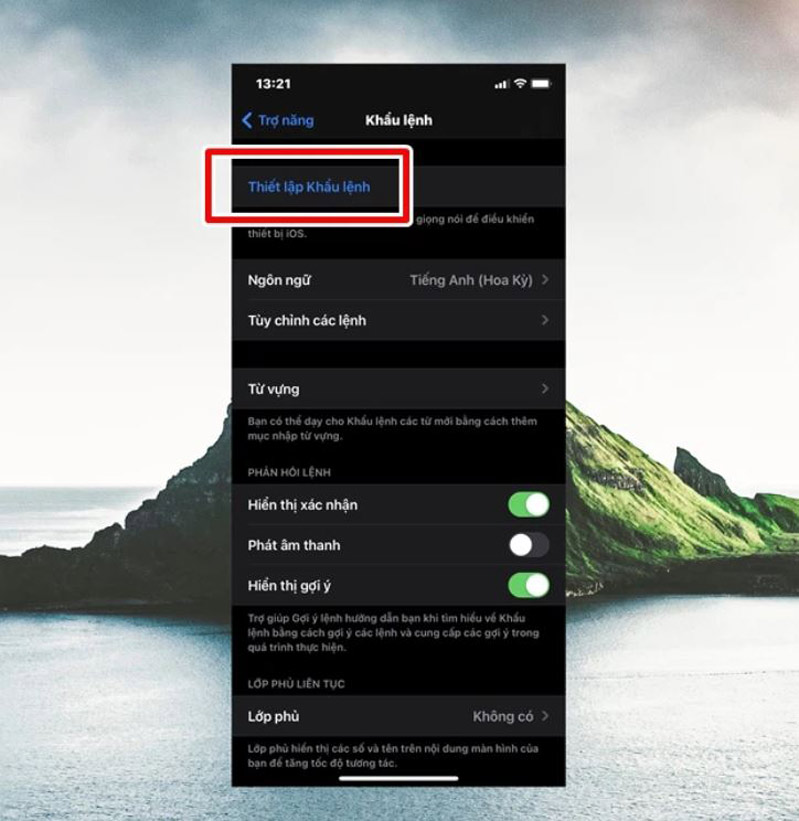 thiết lập khẩu lệnh 