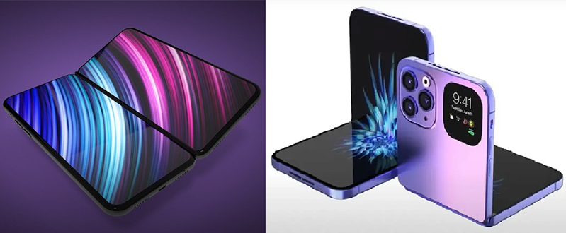 hai phiên bản iPhone gập khung máy có thể gập lại cũng như màn hình có thể gập lại