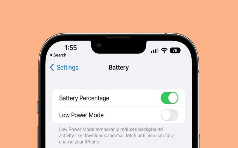 iOS 16.1 Phần trăm pin trên thanh trạng thái
