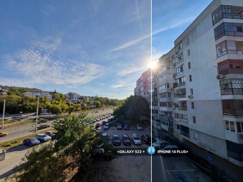 So sánh iPhone 14 Plus và Samsung Galaxy S22+ Ảnh chụp từ camera góc siêu rộng của cả hai điện thoại