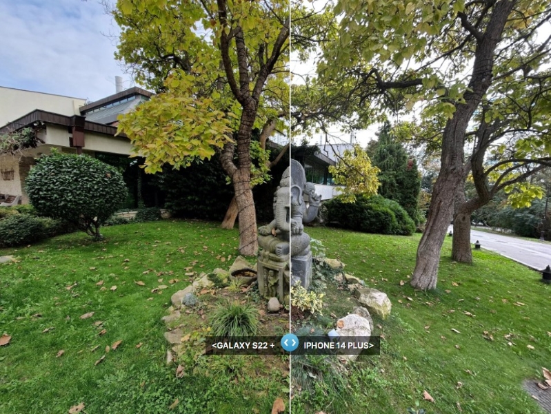 So sánh iPhone 14 Plus và Samsung Galaxy S22+ Ảnh chụp từ camera góc siêu rộng của cả hai điện thoại