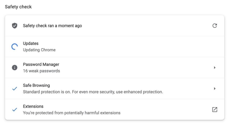 30 tiện ích mở rộng nên gỡ cài đặt Cuối cùng bạn nên kiểm tra lại toàn bộ trình duyệt bằng tính năng Safety Check