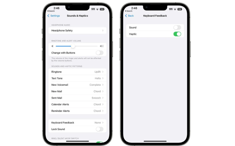Tính năng Keyboard Haptic