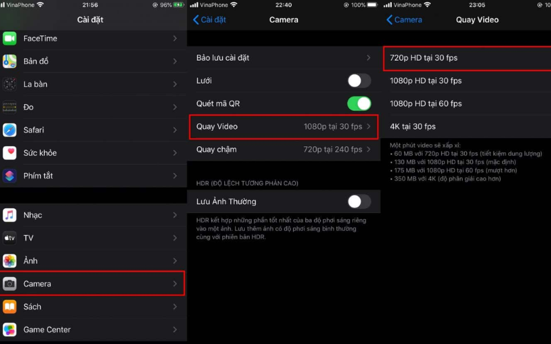 24 cách giúp bạn không còn lo hết dung lượng trên iPhone 14 Quay video có độ phân giải thấp