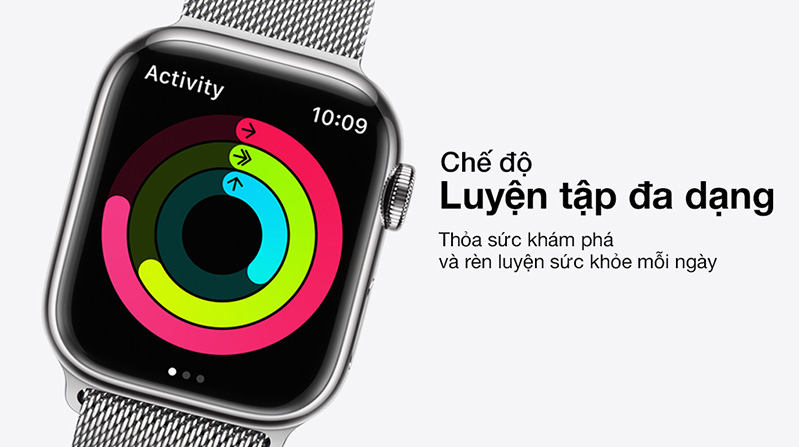 Apple Watch Series 7 41mm LTE mặt thép, dây thép có đa dạng chế độ luyện tập