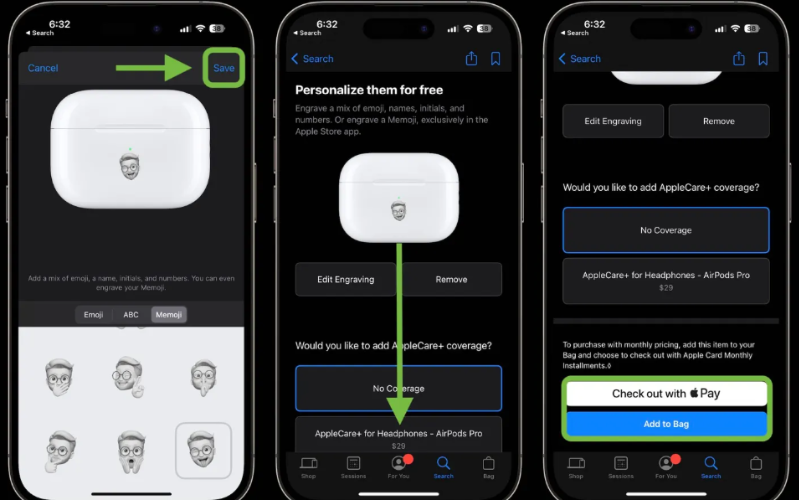 Cách khắc biểu tượng cảm xúc trên hộp sạc AirPods Pro Bạn có thể chọn từ 29 biểu tượng Memoji hiện có của mình hoặc tạo một cái mới