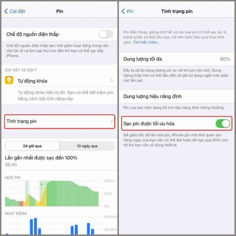 Cách bật tính năng Tối ưu hóa việc sạc pin trên iPhone