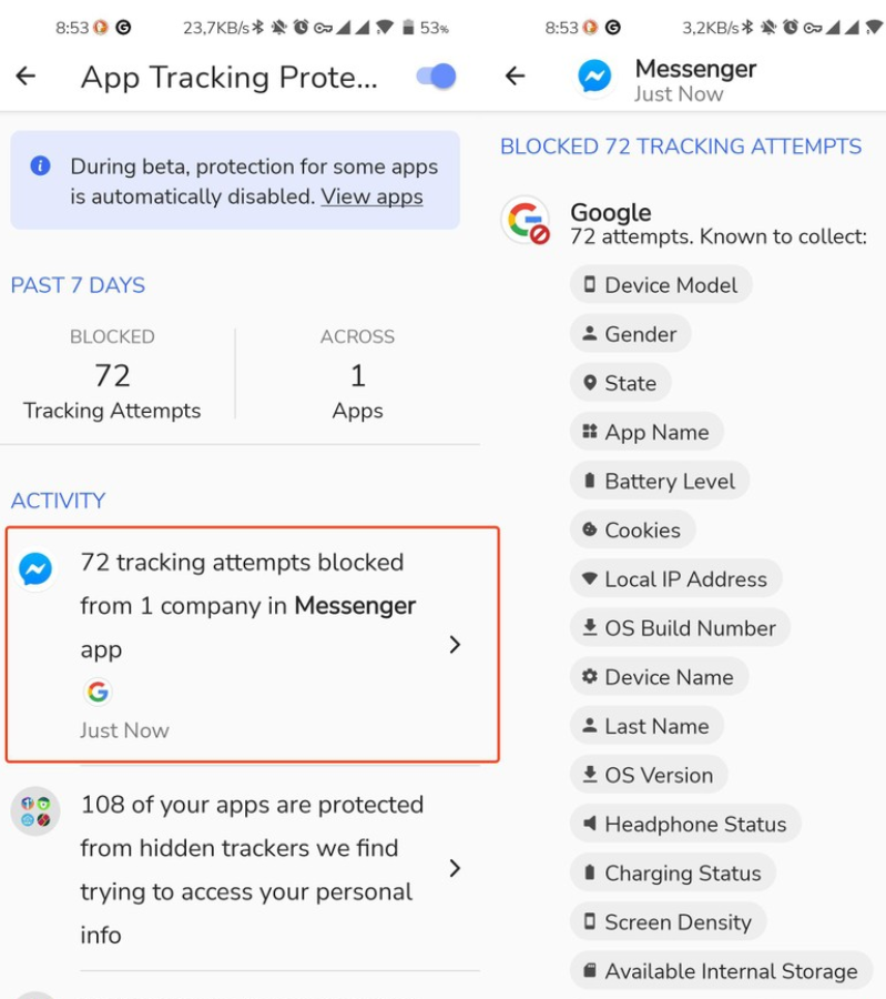 App Tracking hạn chế các công ty theo dõi trên các thiết bị  Android
