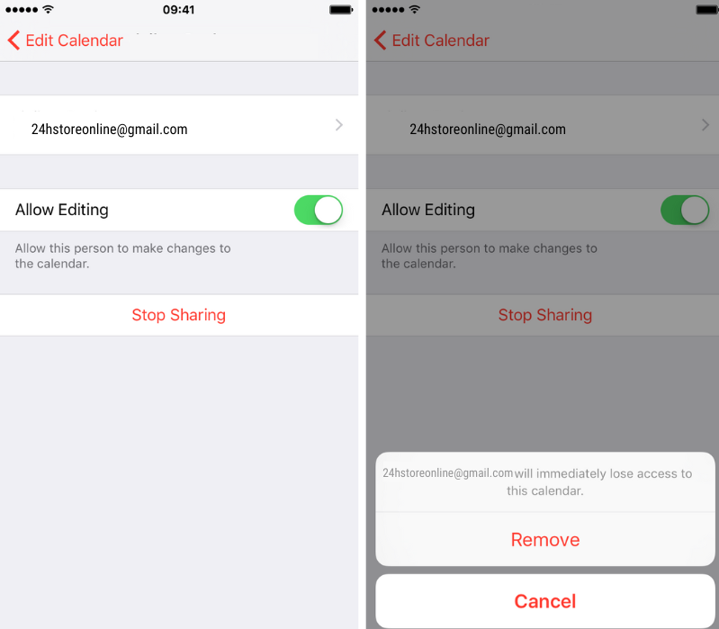 Chỉnh sửa quyền truy cập trên ứng dụng Lịch 