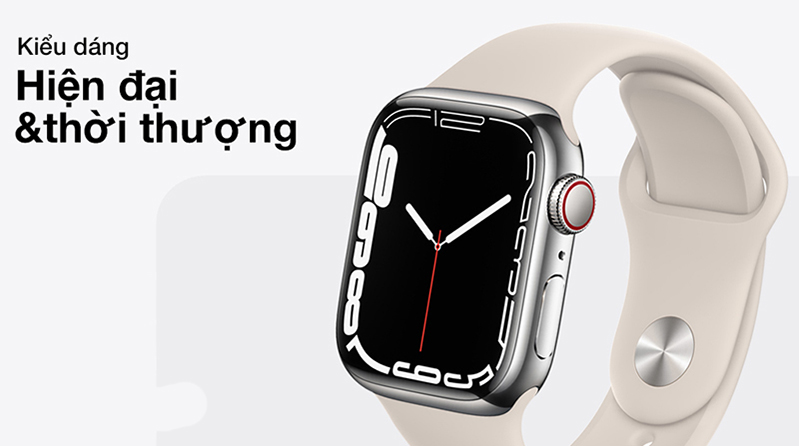 Apple Watch Series 7 LTE 45mm viền thép dây cao su Thiết kế của Apple Watch Series 7 LTE 45mm viền thép dây cao su
