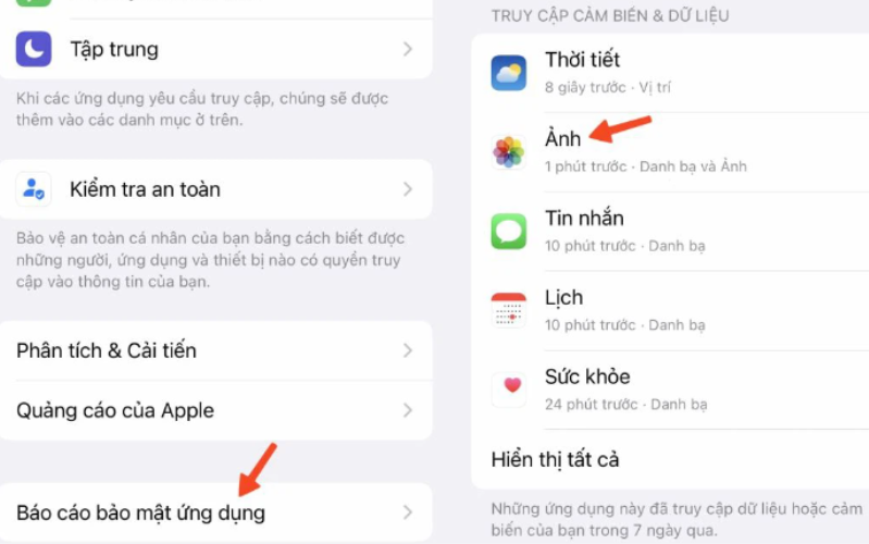 Làm thế nào để biết điện thoại của bạn đã bị người khác xem lén? Nhấn vào App Privacy Report (báo cáo bảo mật ứng dụng)
