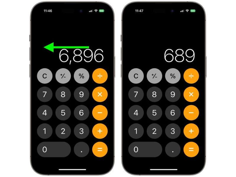 iPhone 14 Xóa số cuối cùng trong phép tính