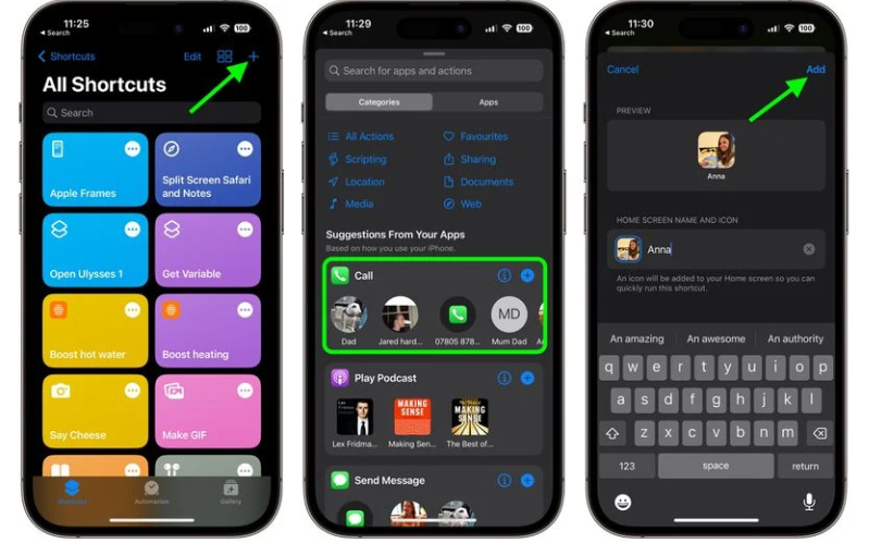iPhone Tạo nút Quay số nhanh