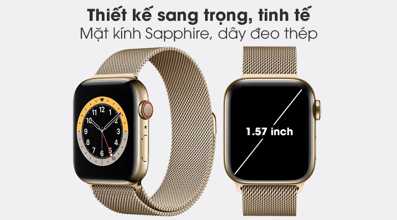 Thiết kế của Apple Watch Series 6 40mm LTE mặt thép, dây thép