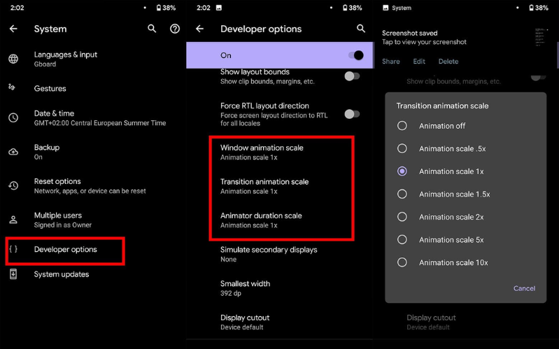 Android Tốc độ hoạt cảnh mới