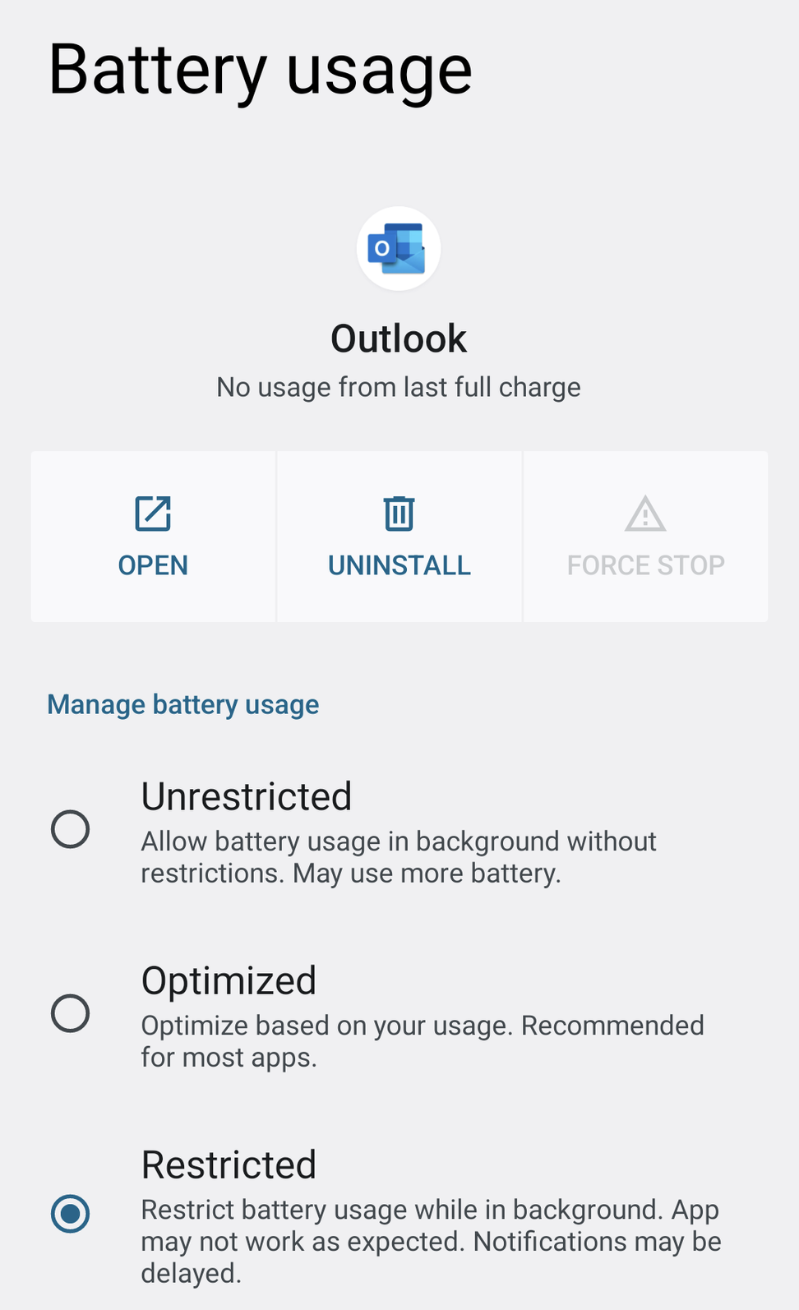Android Tính năng pin thích ứng hoạt động quá mức cần thiết
