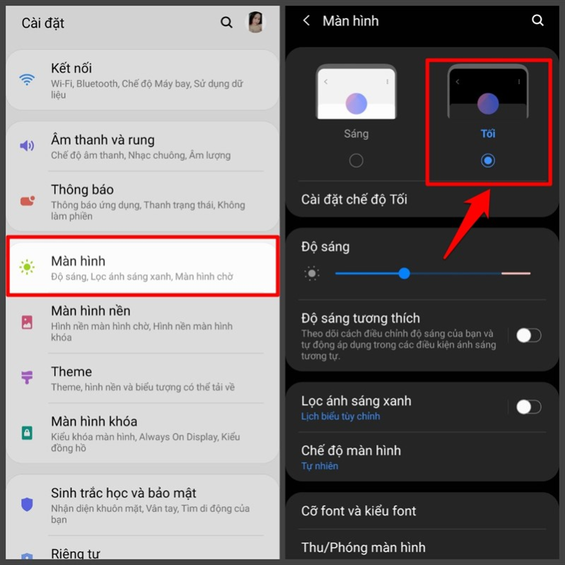 Android  Kích hoạt Dark Mode
