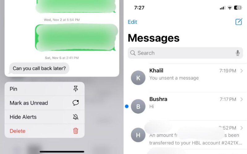Tính năng iMessage ẩn cực thú vị trên iPhone Đánh dấu tin nhắn là chưa đọc