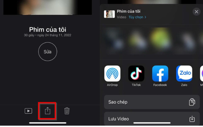 Nhấp vào biểu tượng cuốn sách có mũi tên hướng lên để chia sẻ video