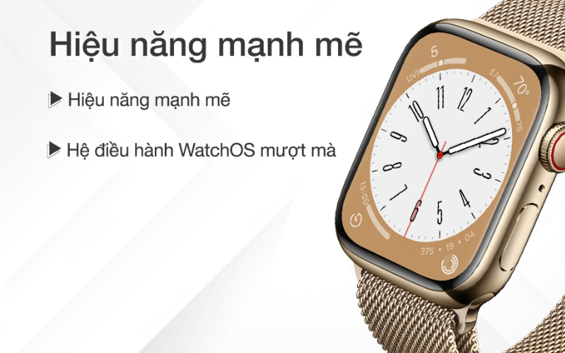 Hiệu năng cực đỉnh trên Apple Watch S8 LTE 45mm mặt thép, dây thép