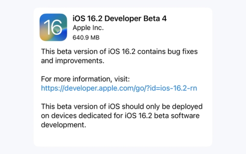 Các nhà phát triển đã đăng ký có thể tải xuống cấu hình iOS 16.2 và iPadOS 16.2 từ Trung tâm nhà phát triển của Apple