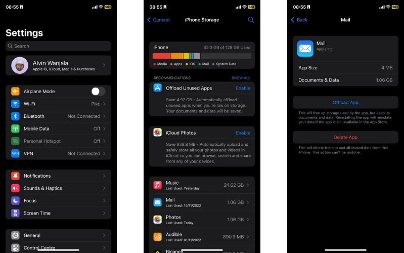 xóa tài liệu và dữ liệu trên iPhone xóa tài liệu và dữ liệu trên iPhone