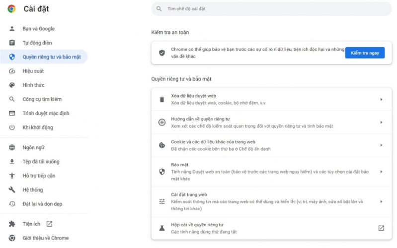 Thay đổi cài đặt trên Google Chrome Thay đổi cài đặt trên Google Chrome