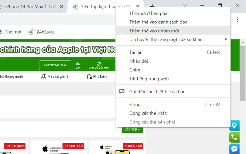 Thay đổi cài đặt trên Google Chrome