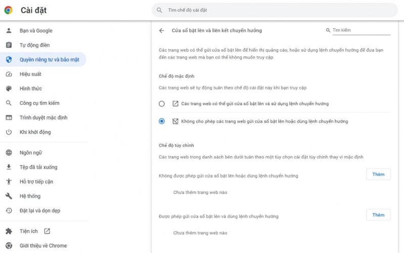 Thay đổi cài đặt trên Google Chrome Thay đổi cài đặt trên Google Chrome