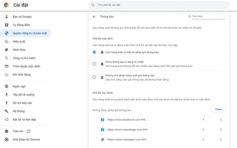 Thay đổi cài đặt trên Google Chrome Thay đổi cài đặt trên Google Chrome