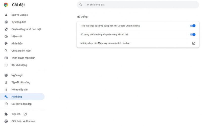 Thay đổi cài đặt trên Google Chrome Thay đổi cài đặt trên Google Chrome
