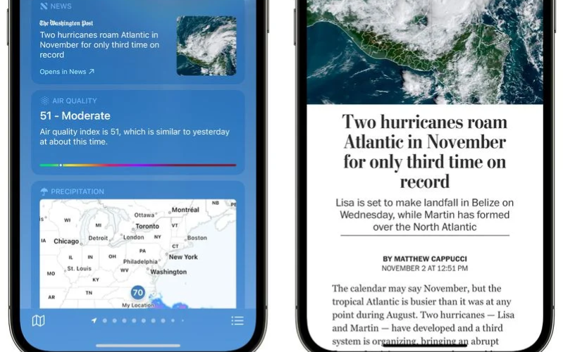 Các tính năng của iOS 16.2 Ứng dụng Thời tiết hiện tích hợp với Apple News