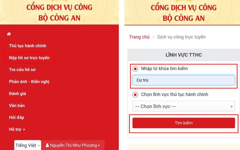 cách đăng ký giấy xác nhận thông tin cư trú dùng thay thế Nhấn chọn lại biểu tượng Mở rộng