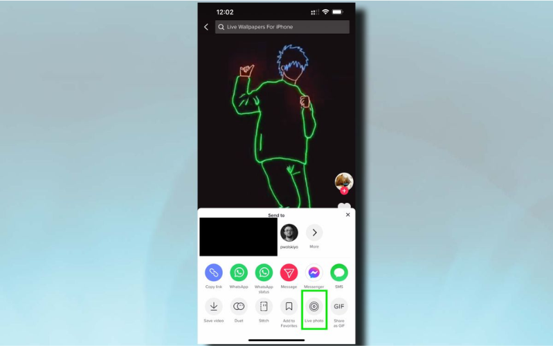 Mẹo dùng video TikTok đặt thành màn hình khoá trên iPhone Chọn Live Photo và đợi video tải về