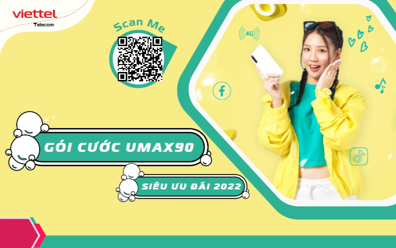 Cách đăng ký gói cước UMAX90 Viettel Gói cước UMAX90 của Viettel có giá 90.000 đ dùng trong vòng 30 ngày