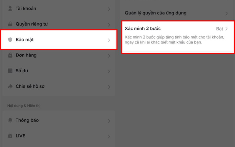 Nâng cao bảo mật TikTok Chọn tiếp vào 2 phương thức xác minh có thể là SMS và mật khẩu hoặc Email và mật khẩu hoặc cả 3 luôn