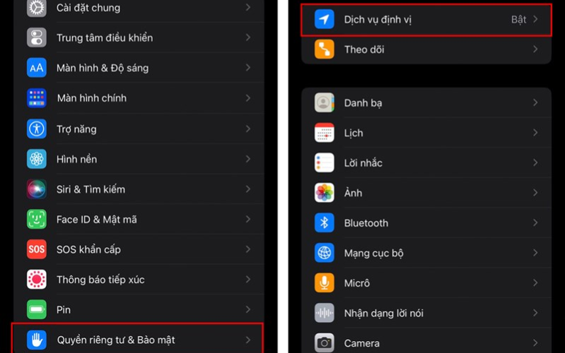 5 mẹo sử dụng định vị trên iPhone bạn nhấn chọn tiếp vào Dịch vụ định vị