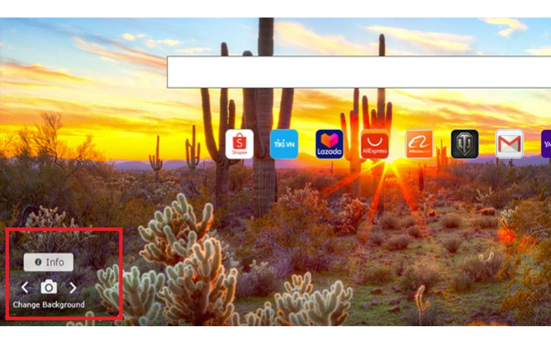 Chọn thay đổi hình nền dưới cùng bên trái màn hình