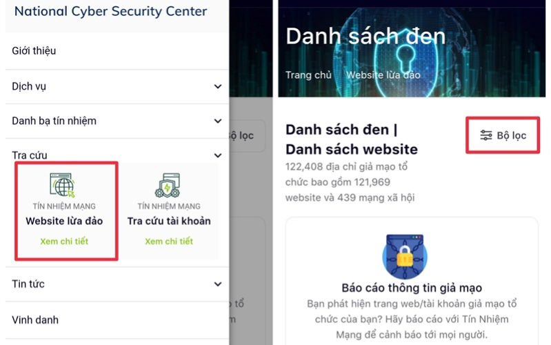 Cách kiểm tra trang web lừa đảo tránh bị mất tiền và thông tin quan trọng Tiếp đến bạn vào mục Website lừa đảo để có thể tìm kiếm độ tín nhiệm của các trang web