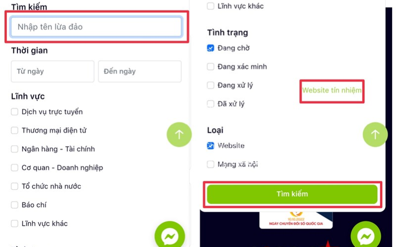 Cách kiểm tra trang web lừa đảo tránh bị mất tiền và thông tin quan trọng nhập vào mục Nhập tên lừa đảo để tìm kiếm trang web mà bạn muốn tra cứu