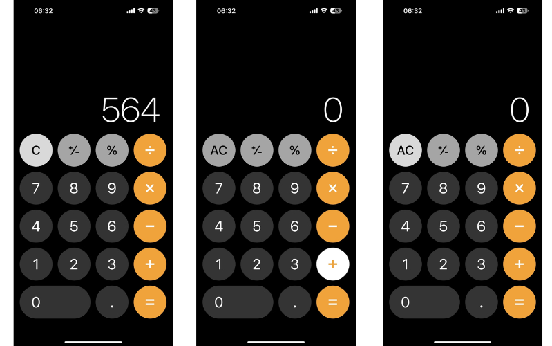 Xóa chữ số cuối cùng bạn đã nhập