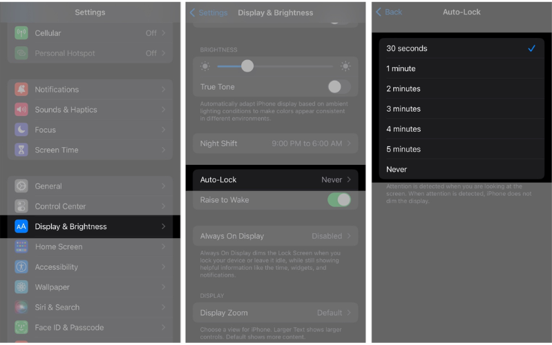 Cách khắc phục lỗi lưu ảnh màn hình iPhone Tính năng thời gian khóa màn hình không chỉ có lợi cho việc duy trì tình trạng tốt nhất cho pin iPhone